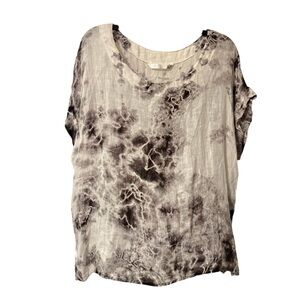 Luna Luz Cream Gray Linen Top Gauzy size Small